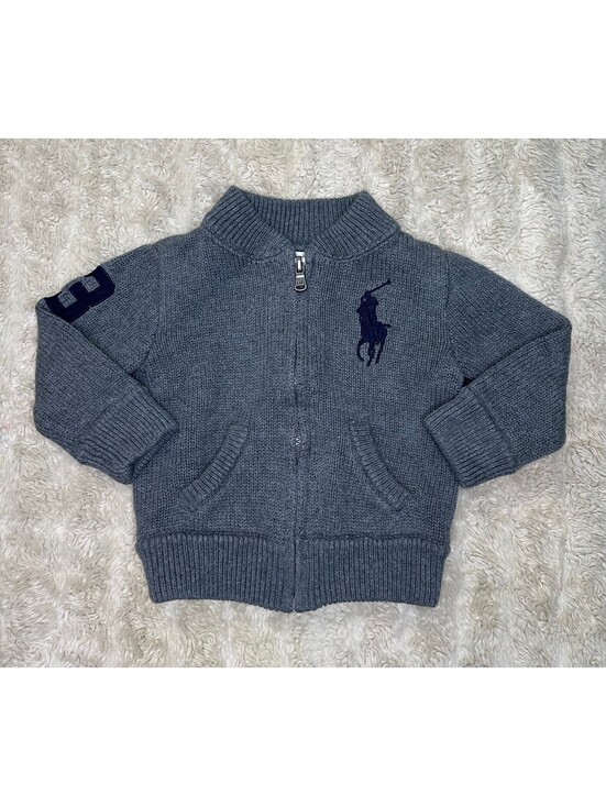 Ralph Lauren Other - Ralph Lauren Big Pony grey full zip knit cardigan sweater 12M preppy old money